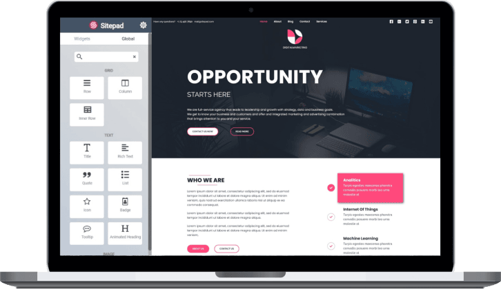 SitePad Website Builder Interface Screenshot